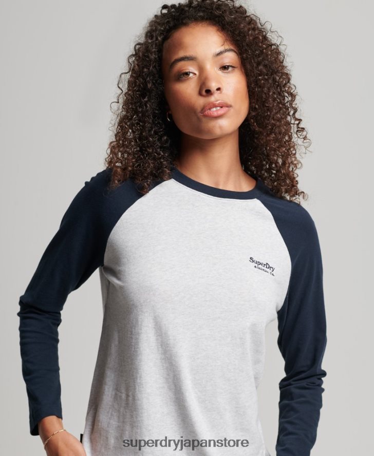 オーガニックコットンのヴィンテージロゴベースボールトップ 女性 Superdry 衣類 グレー 2J62PZ2899