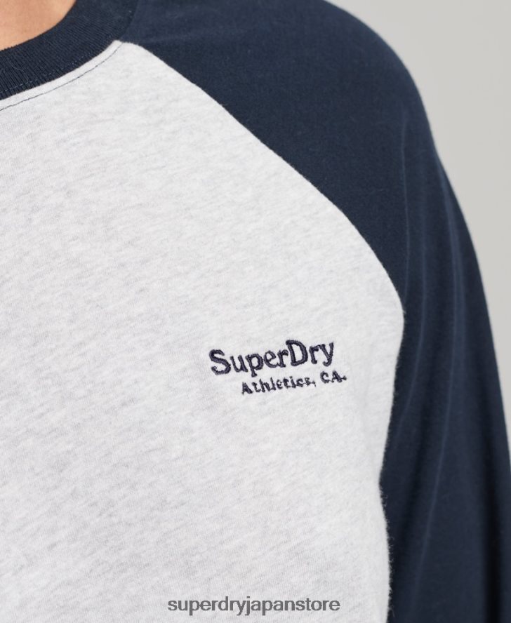 オーガニックコットンのヴィンテージロゴベースボールトップ 女性 Superdry 衣類 グレー 2J62PZ2899