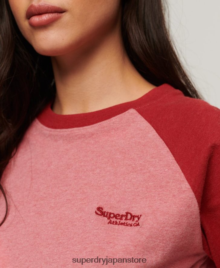 オーガニックコットンのヴィンテージロゴベースボールトップ 女性 Superdry 衣類 ピンク 2J62PZ2905