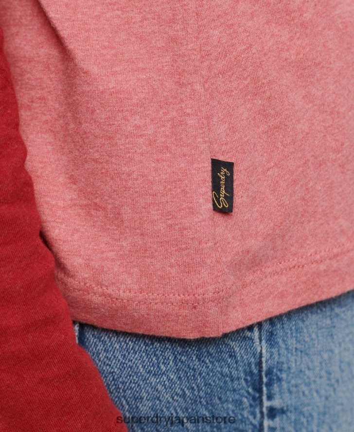 オーガニックコットンのヴィンテージロゴベースボールトップ 女性 Superdry 衣類 ピンク 2J62PZ2905