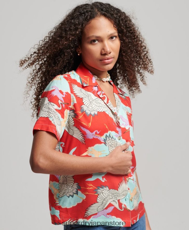 ビーチリゾートシャツ 女性 Superdry 衣類 赤 2J62PZ2918