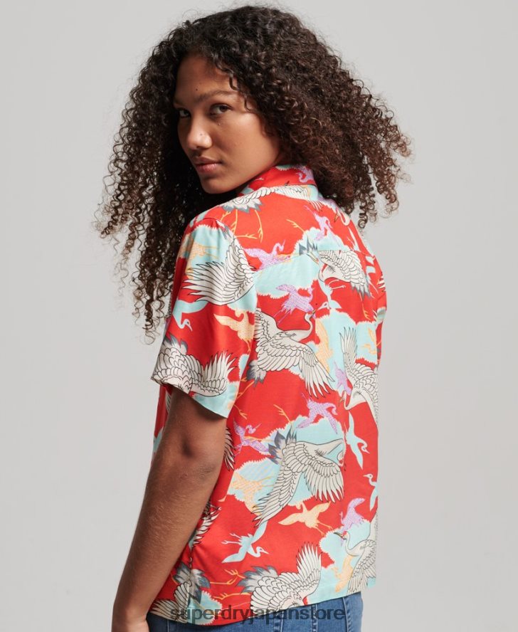 ビーチリゾートシャツ 女性 Superdry 衣類 赤 2J62PZ2918