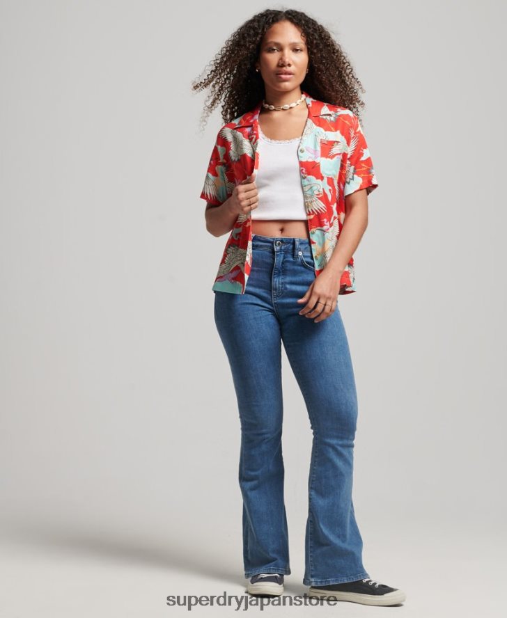 ビーチリゾートシャツ 女性 Superdry 衣類 赤 2J62PZ2918