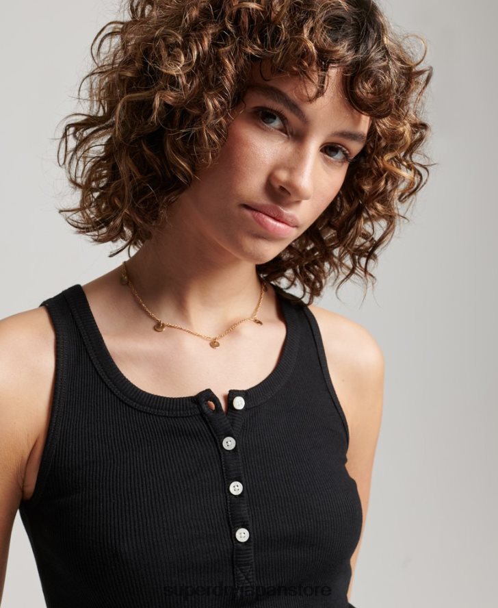 ボタンダウンベストトップ 女性 Superdry 衣類 黒 2J62PZ2919