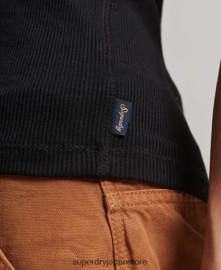 ボタンダウンベストトップ 女性 Superdry 衣類 黒 2J62PZ2919