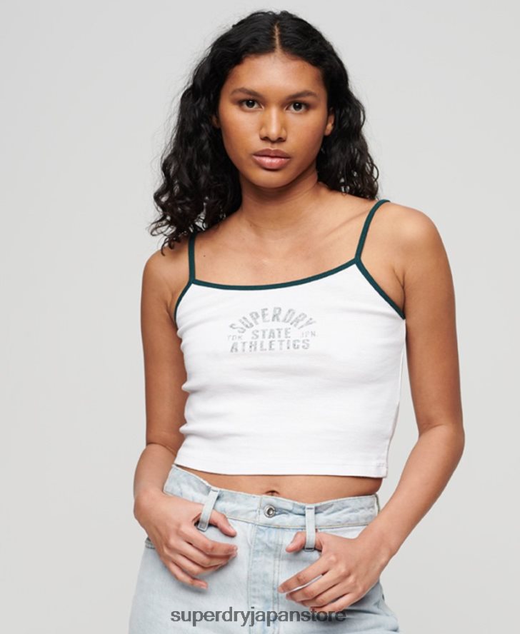 アスレチックエッセンシャルクロップキャミトップ 女性 Superdry 衣類 白 2J62PZ2921