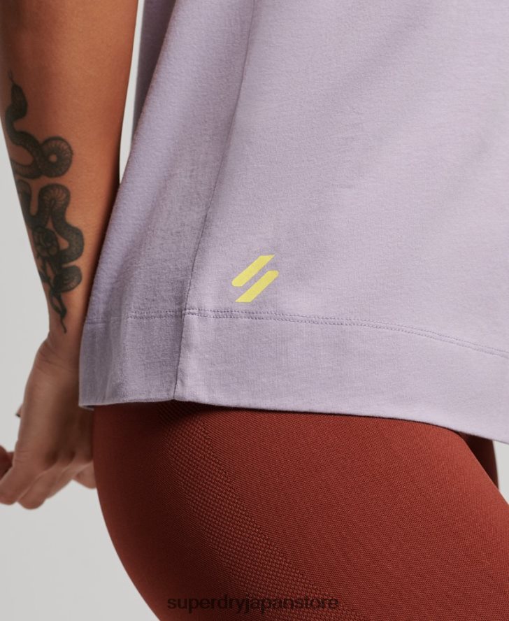 オーガニックコットン トレイン延縄 モックネック タンクトップ 女性 Superdry 衣類 紫 2J62PZ2922