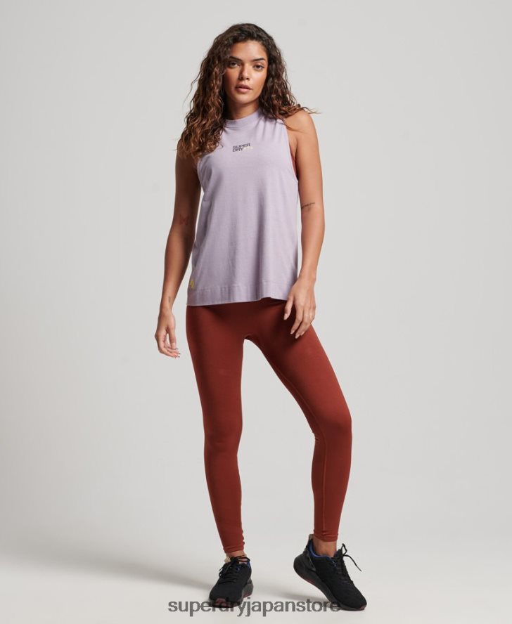 オーガニックコットン トレイン延縄 モックネック タンクトップ 女性 Superdry 衣類 紫 2J62PZ2922