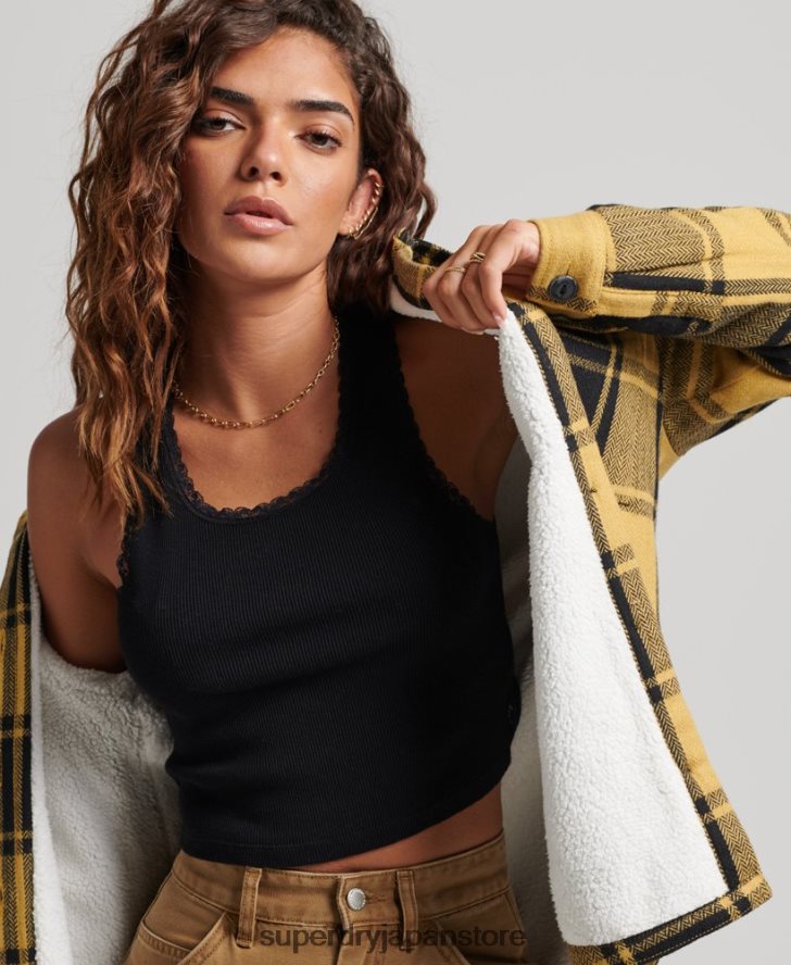 ボルグフランネルチェックオーバーシャ​​ツ 女性 Superdry 衣類 金 2J62PZ2927
