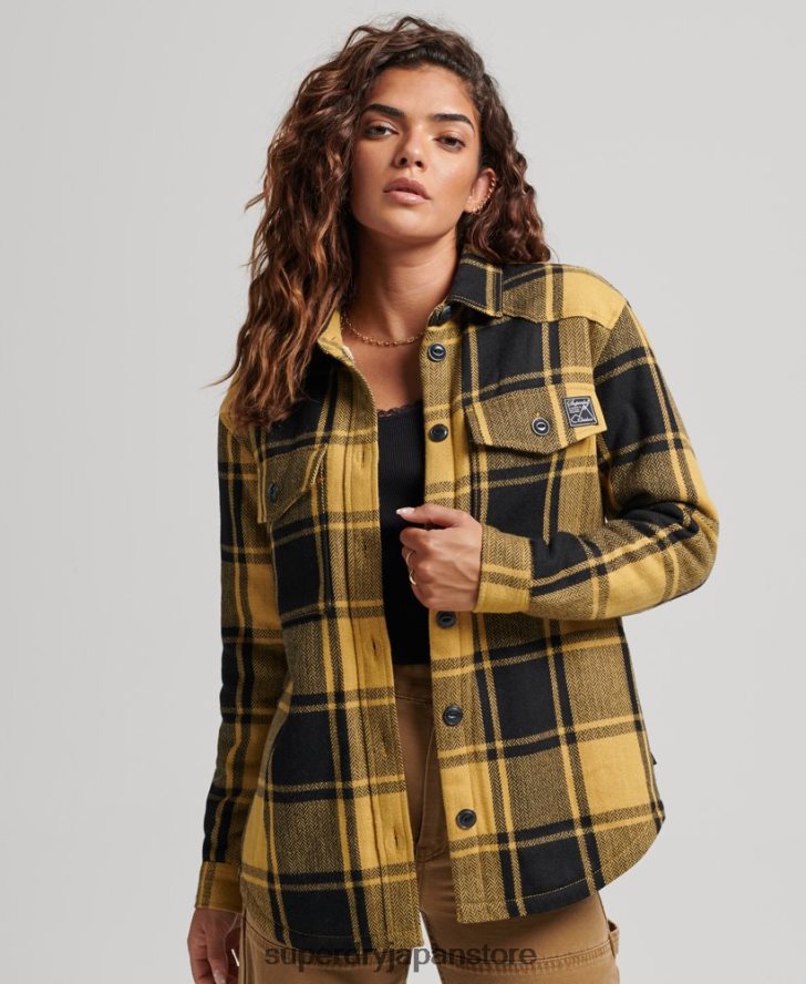 ボルグフランネルチェックオーバーシャ​​ツ 女性 Superdry 衣類 金 2J62PZ2927