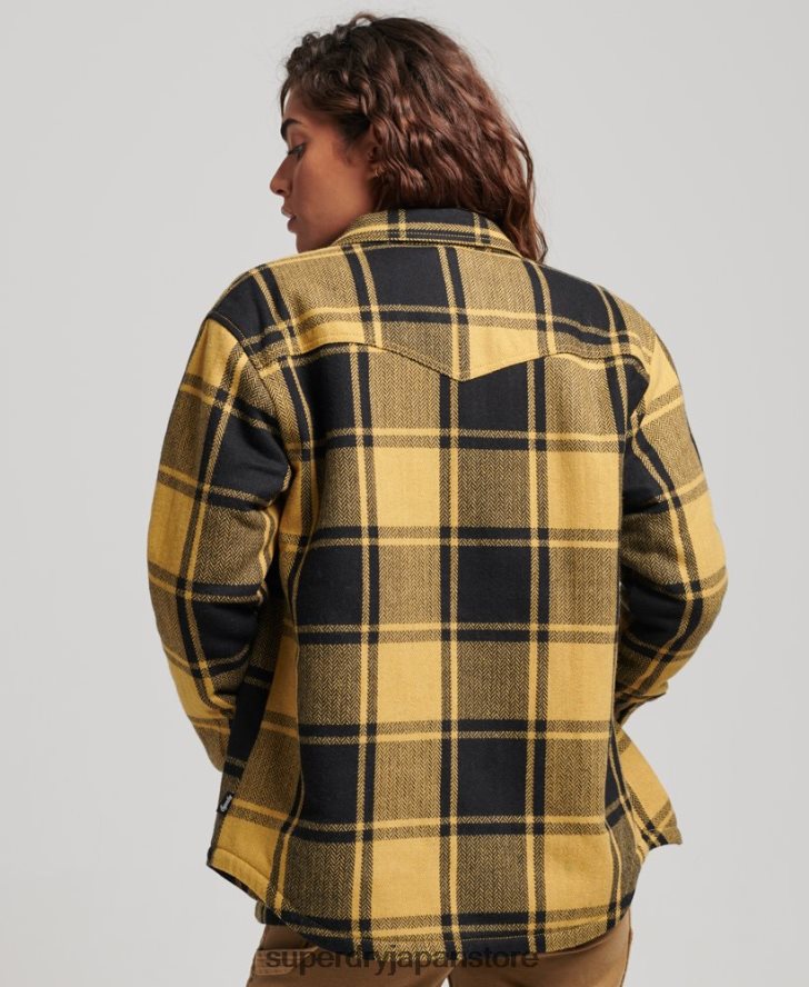 ボルグフランネルチェックオーバーシャ​​ツ 女性 Superdry 衣類 金 2J62PZ2927