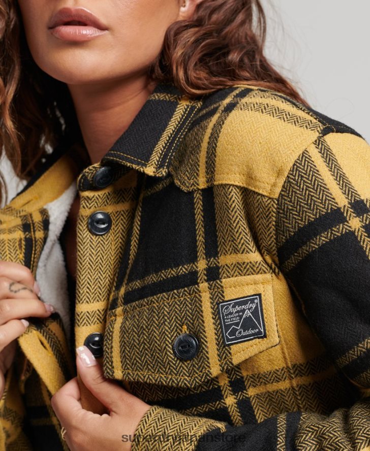 ボルグフランネルチェックオーバーシャ​​ツ 女性 Superdry 衣類 金 2J62PZ2927