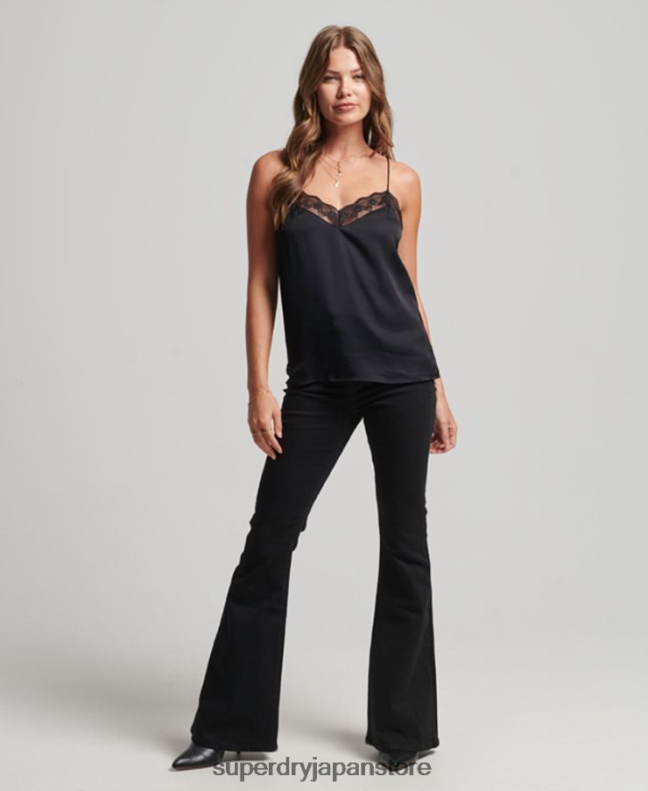 サテンキャミトップ 女性 Superdry 衣類 黒 2J62PZ2933