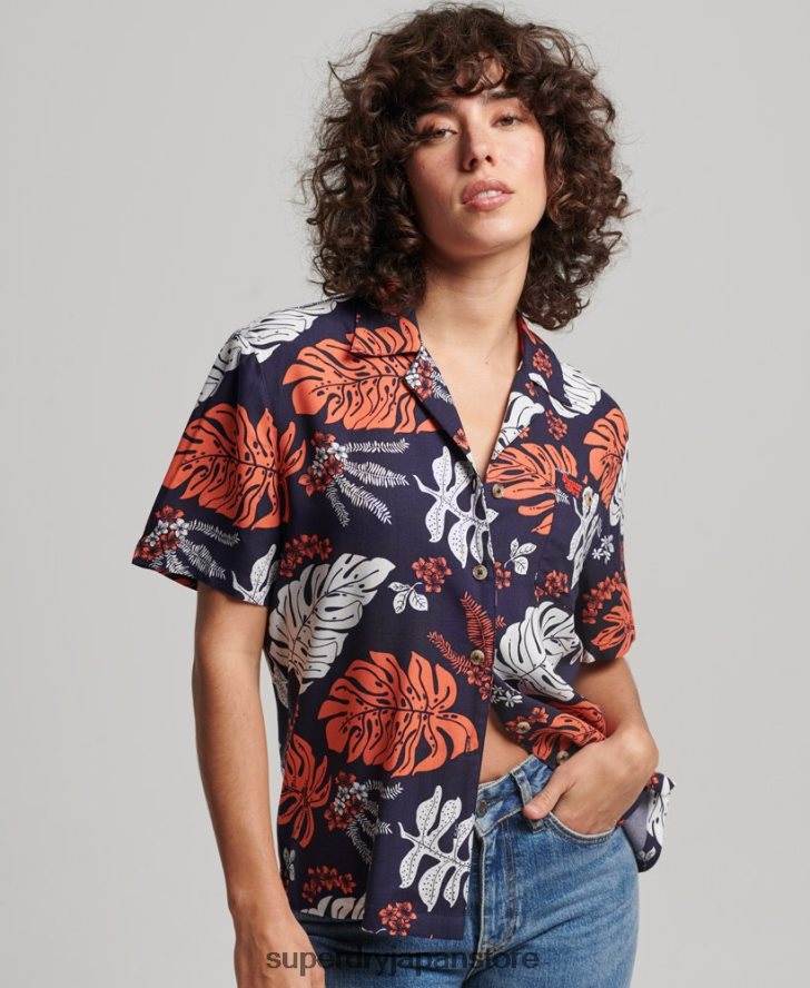 ビーチリゾートシャツ 女性 Superdry 衣類 海軍 2J62PZ2934