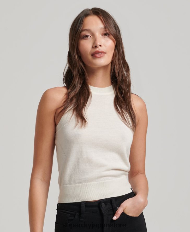 メリノクルーネックニットベストトップ 女性 Superdry 衣類 白 2J62PZ2936