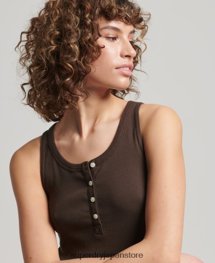 ボタンダウンベストトップ 女性 Superdry 衣類 茶色 2J62PZ2939