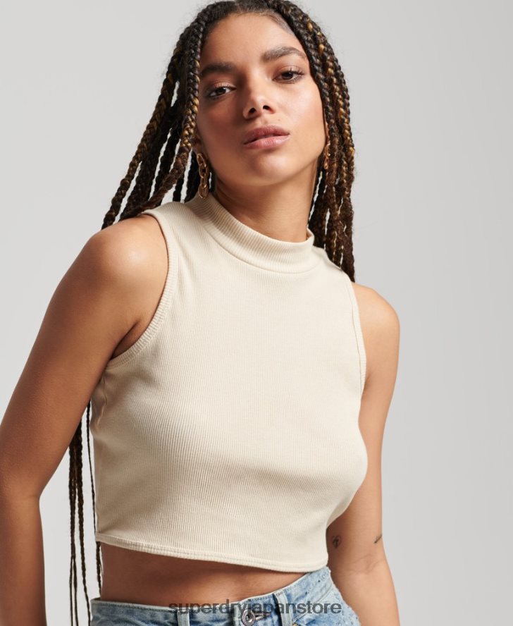 クロップドモックネックタンクトップ 女性 Superdry 衣類 ライトグレー 2J62PZ2940