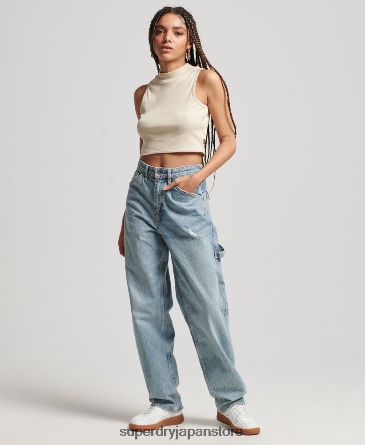 クロップドモックネックタンクトップ 女性 Superdry 衣類 ライトグレー 2J62PZ2940