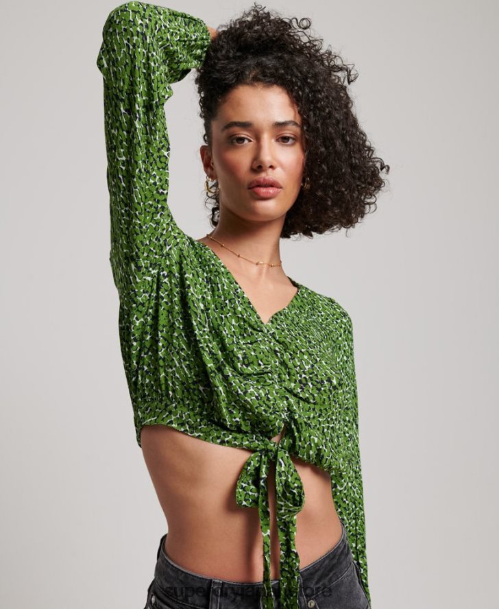 ヴィンテージネクタイフロントトップ 女性 Superdry 衣類 緑 2J62PZ2952
