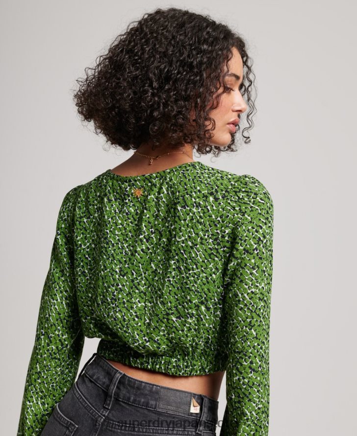 ヴィンテージネクタイフロントトップ 女性 Superdry 衣類 緑 2J62PZ2952