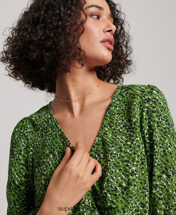 ヴィンテージネクタイフロントトップ 女性 Superdry 衣類 緑 2J62PZ2952