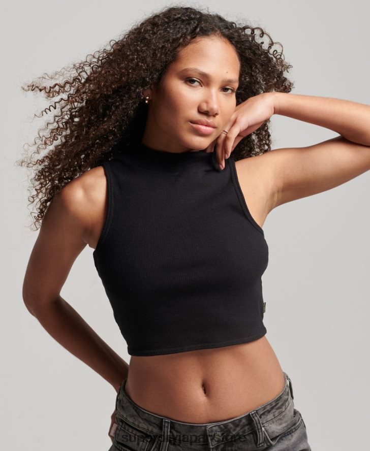 クロップドモックネックタンクトップ 女性 Superdry 衣類 黒 2J62PZ2953