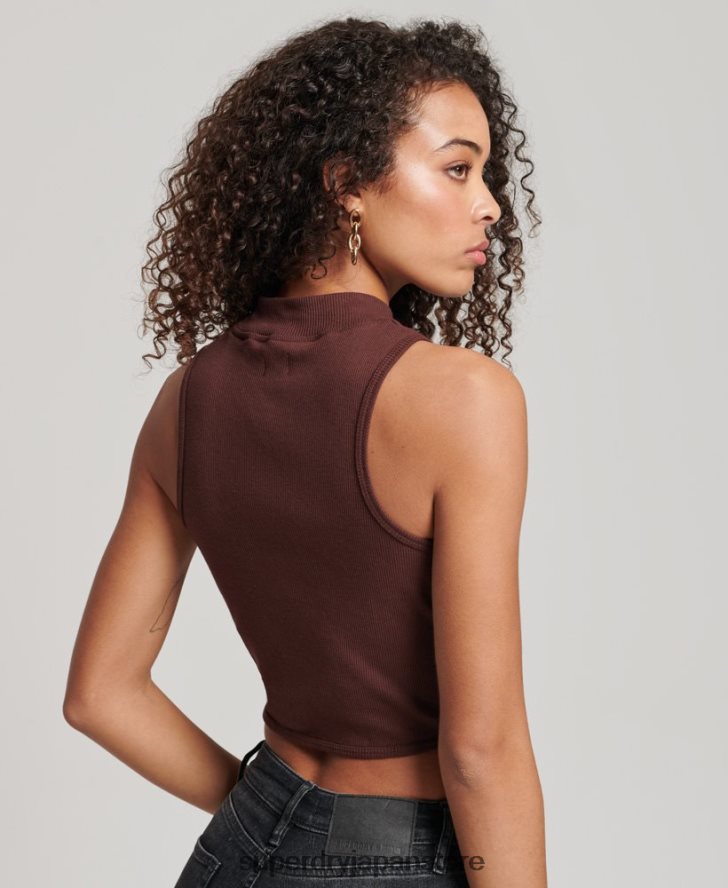 クロップドモックネックタンクトップ 女性 Superdry 衣類 茶色 2J62PZ2954