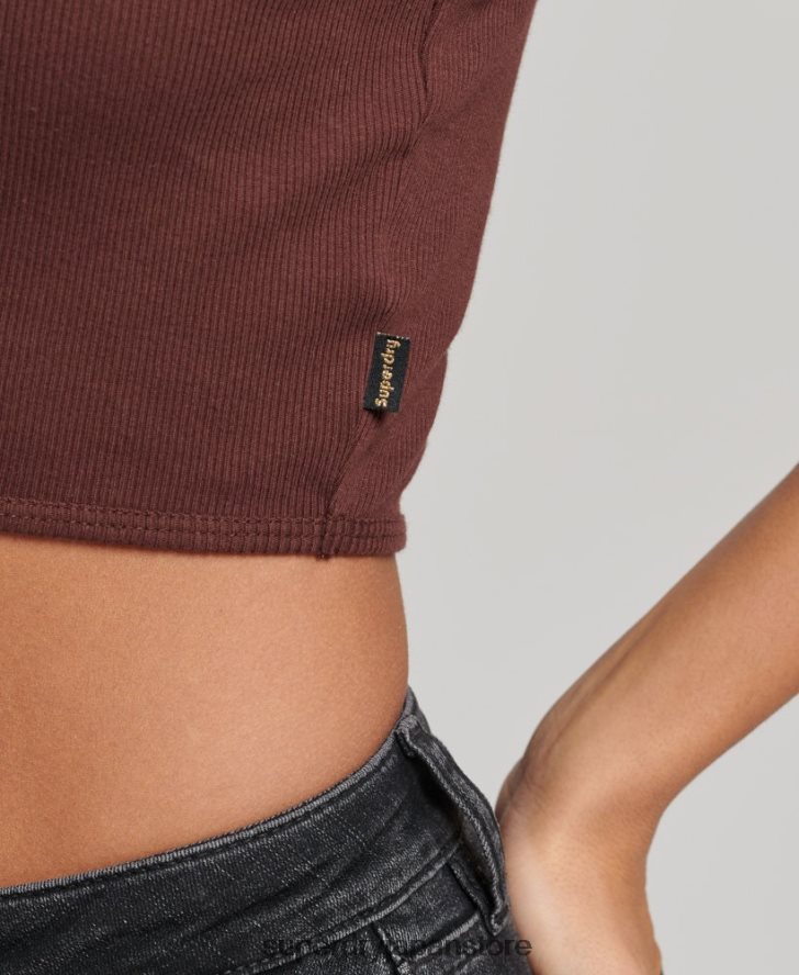 クロップドモックネックタンクトップ 女性 Superdry 衣類 茶色 2J62PZ2954