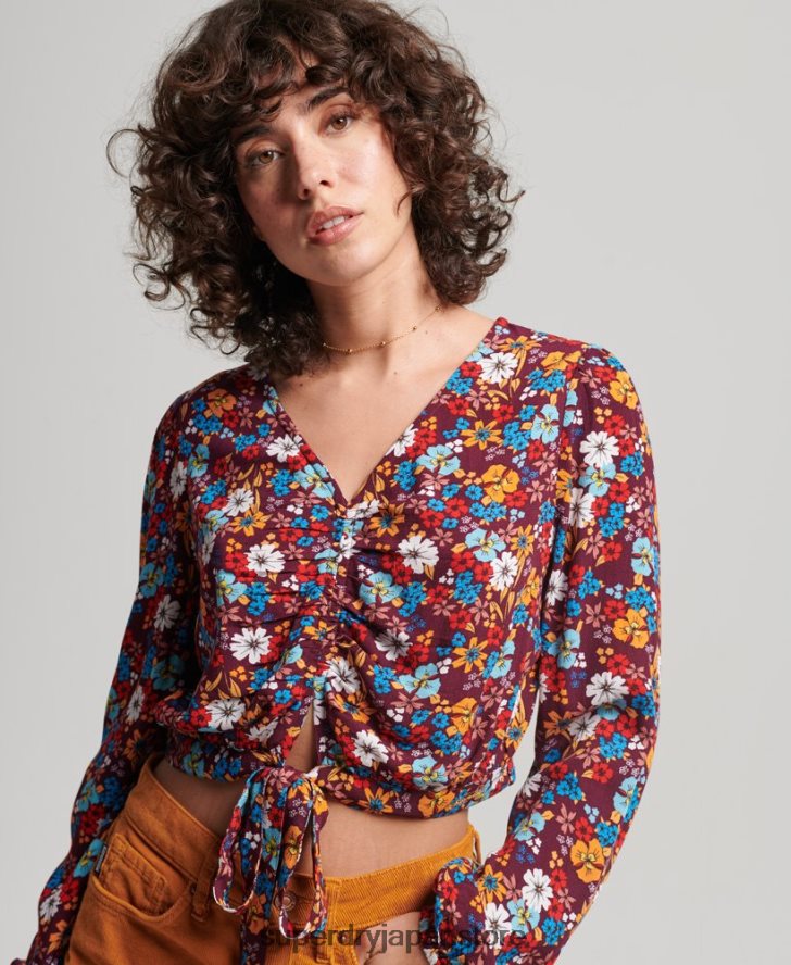 ヴィンテージネクタイフロントトップ 女性 Superdry 衣類 茶色 2J62PZ2956