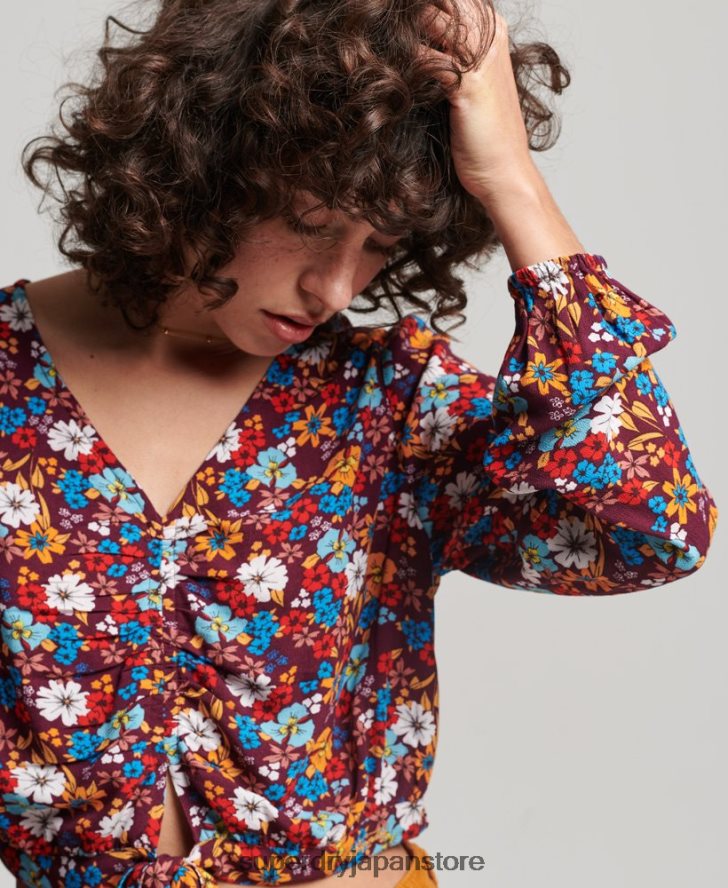 ヴィンテージネクタイフロントトップ 女性 Superdry 衣類 茶色 2J62PZ2956