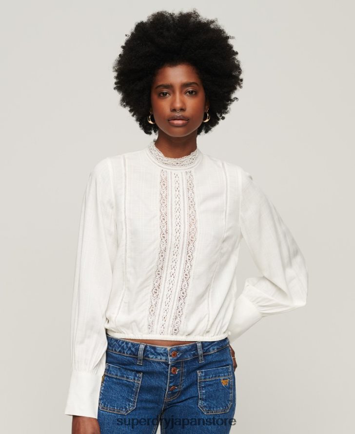 スタジオレースミックストップ 女性 Superdry 衣類 白 2J62PZ2959