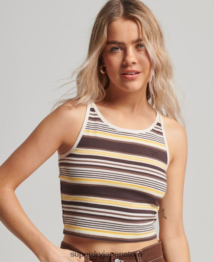 ヴィンテージストライプサーフタンクトップ 女性 Superdry 衣類 茶色 2J62PZ2962