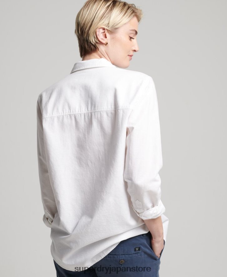 リネンボーイフレンドシャツ 女性 Superdry 衣類 白 2J62PZ2963