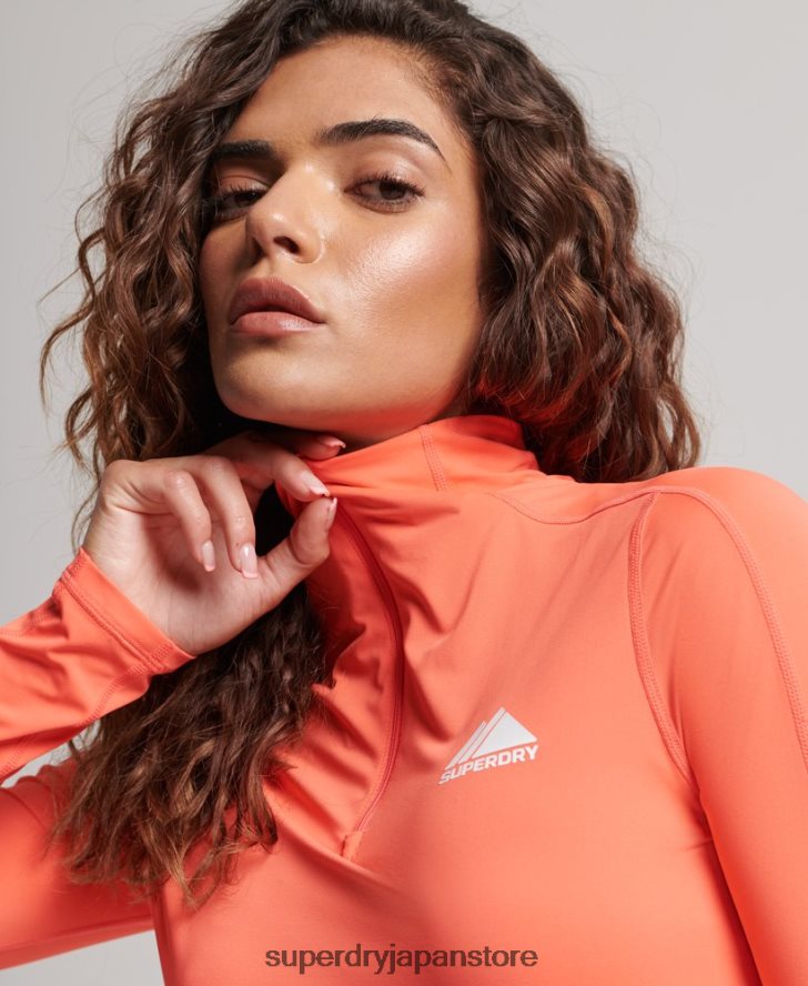 ハーフジップベースレイヤートップ 女性 Superdry 衣類 コーラル 2J62PZ2967