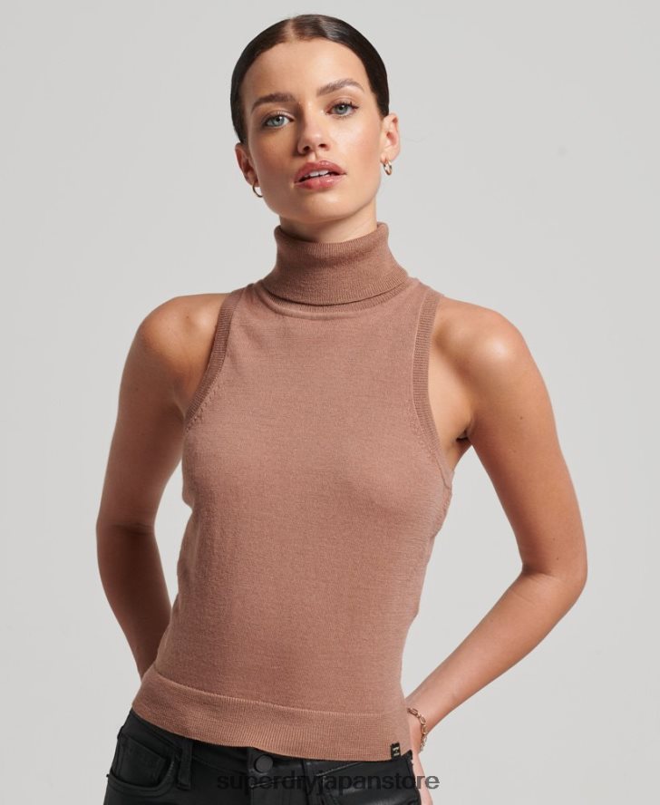 スタジオメリノロールネックベスト 女性 Superdry 衣類 茶色 2J62PZ2972