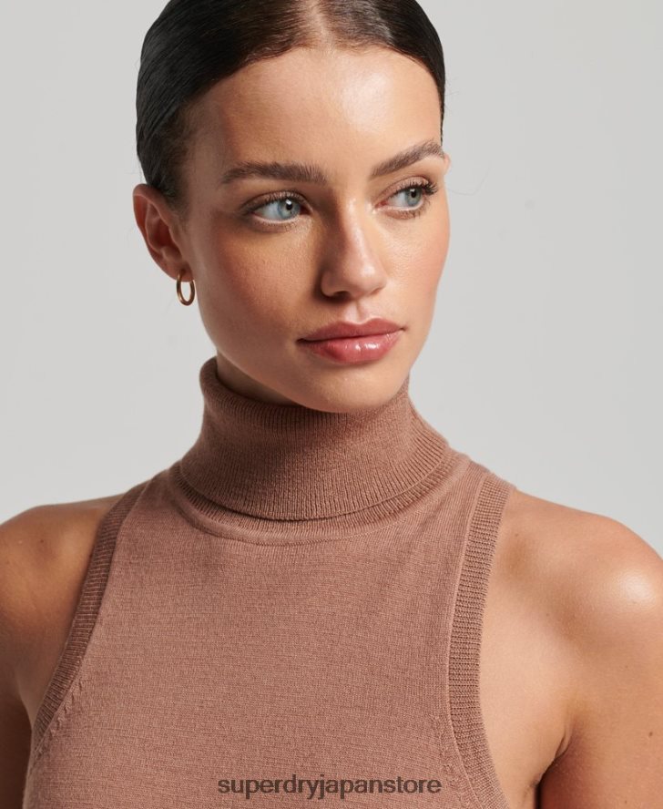スタジオメリノロールネックベスト 女性 Superdry 衣類 茶色 2J62PZ2972