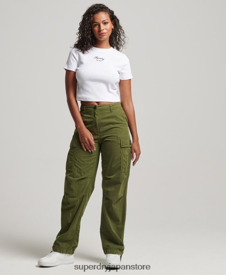 ヘリテージロゴ クロップフィットトップ 女性 Superdry 衣類 白 2J62PZ2975