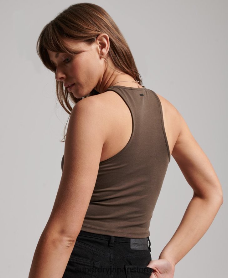 スタジオジャージレーサータンクトップ 女性 Superdry 衣類 茶色 2J62PZ2983