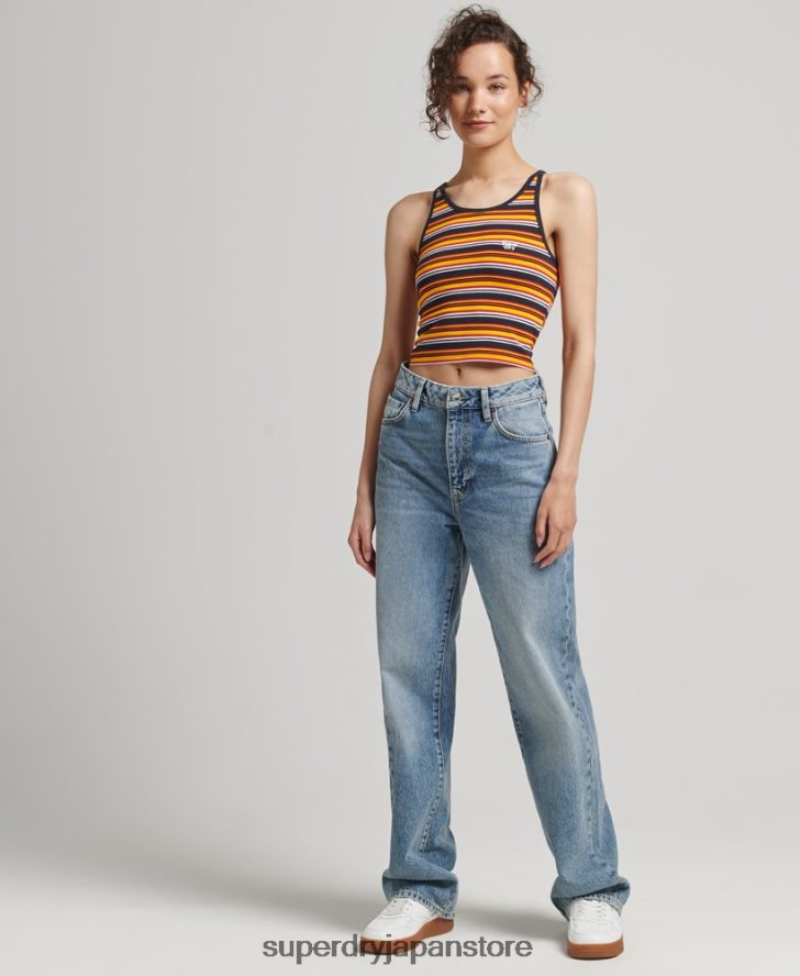 ヴィンテージカリストライプベスト 女性 Superdry 衣類 海軍 2J62PZ2985