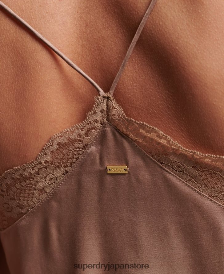 サテンキャミトップ 女性 Superdry 衣類 茶色 2J62PZ2991