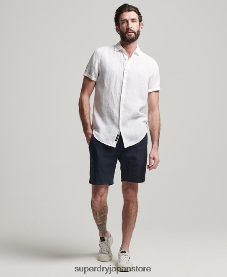 スタジオカジュアルリネンシャツ 男性 Superdry 衣類 白 2J62PZ2