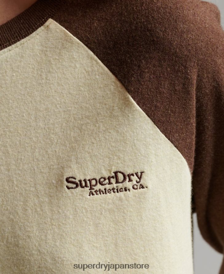 オーガニックコットンのヴィンテージロゴベースボールトップ 女性 Superdry 衣類 茶色 2J62PZ3003