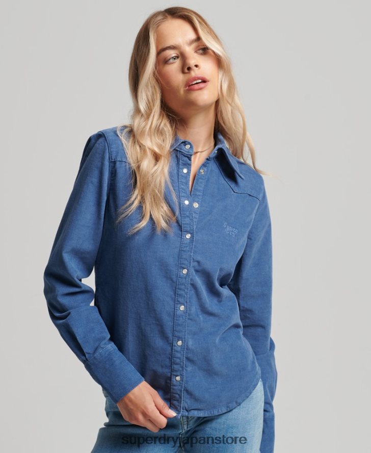 コードウエスタンシャツ 女性 Superdry 衣類 青 2J62PZ3011