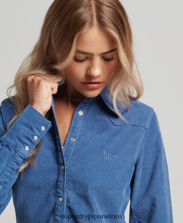 コードウエスタンシャツ 女性 Superdry 衣類 青 2J62PZ3011