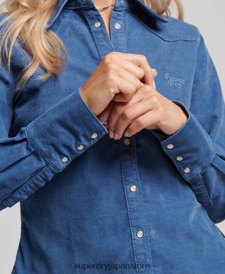 コードウエスタンシャツ 女性 Superdry 衣類 青 2J62PZ3011