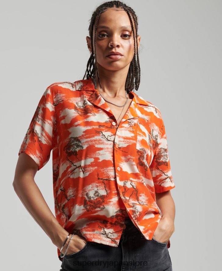 ヴィンテージリビアシャツ 女性 Superdry 衣類 赤 2J62PZ3012