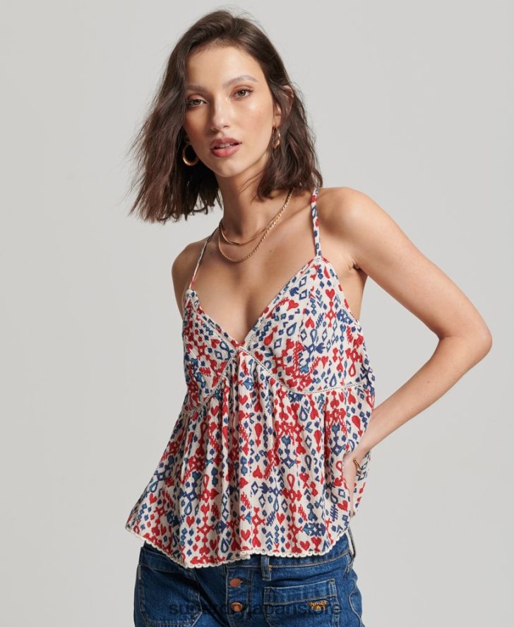 ティアードキャミトップ 女性 Superdry 衣類 赤 2J62PZ3013
