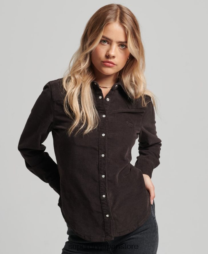 コードウエスタンシャツ 女性 Superdry 衣類 茶色 2J62PZ3015