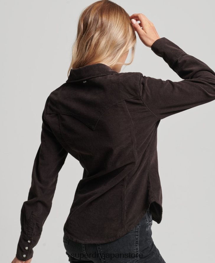 コードウエスタンシャツ 女性 Superdry 衣類 茶色 2J62PZ3015