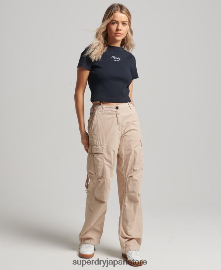 コードヘリテージ クロップフィットトップ 女性 Superdry 衣類 海軍 2J62PZ3016